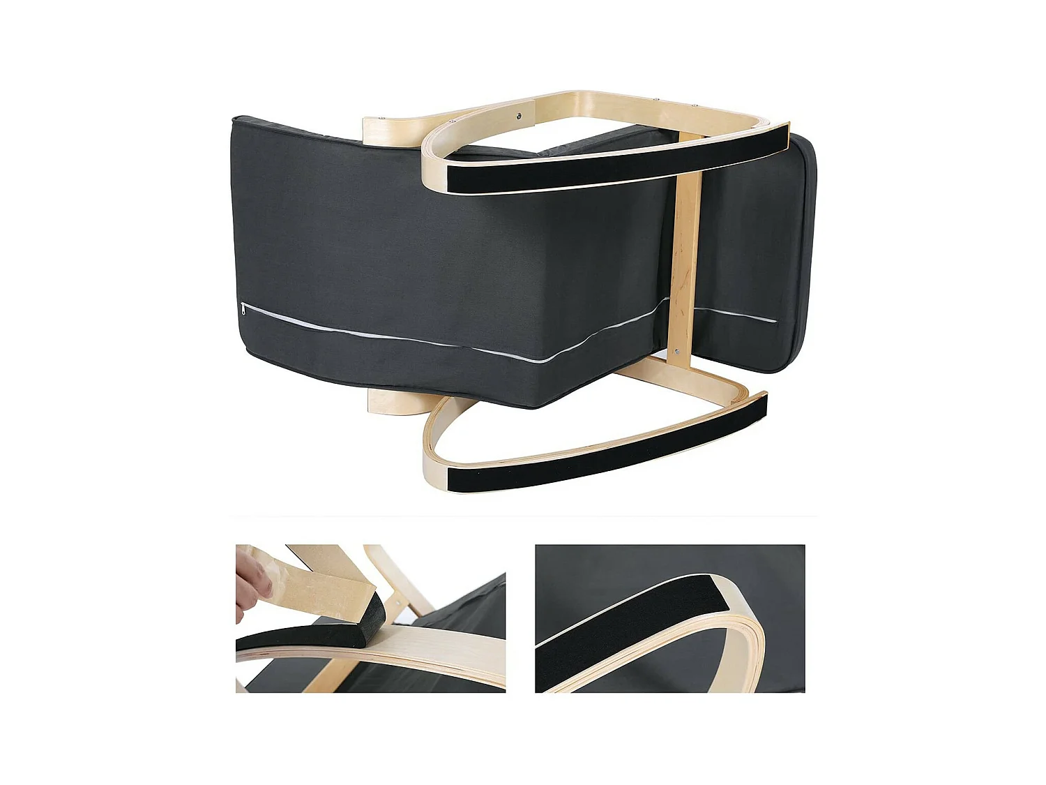 Fauteuil à bascule avec accoudoirs et repose-pieds 5 positions - L55 x H91 cm