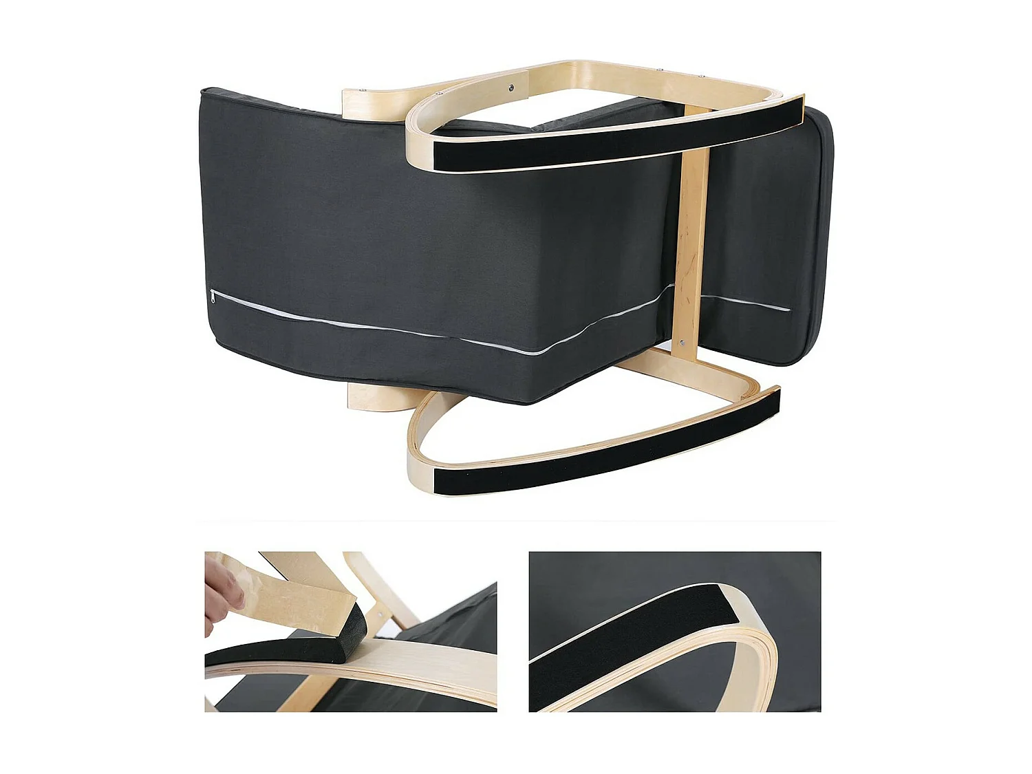 Fauteuil à bascule avec accoudoirs et repose-pieds 5 positions - L55 x H91 cm