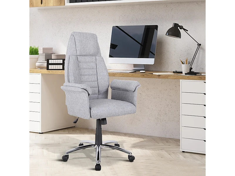 Fauteuil de bureau ergonomique hauteur réglable roulettes pivotantes 69 x 68 x 126 cm gris
