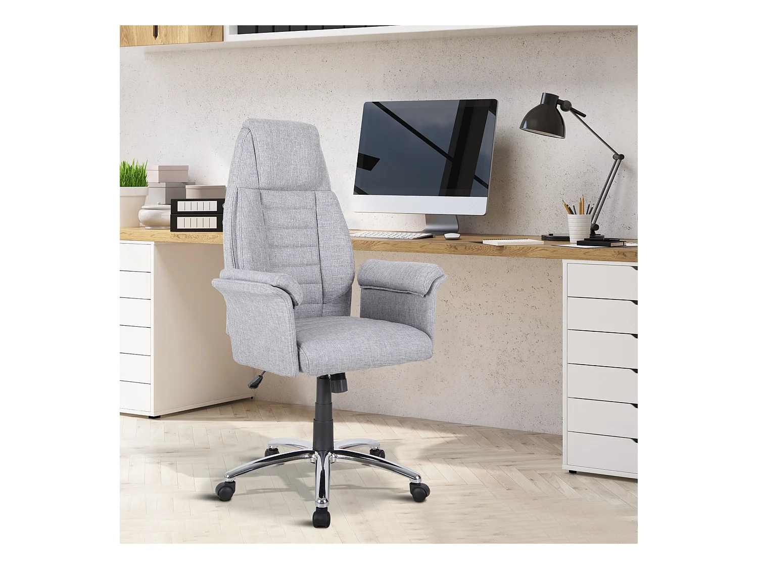 Fauteuil de bureau ergonomique hauteur réglable roulettes pivotantes 69 x 68 x 126 cm gris