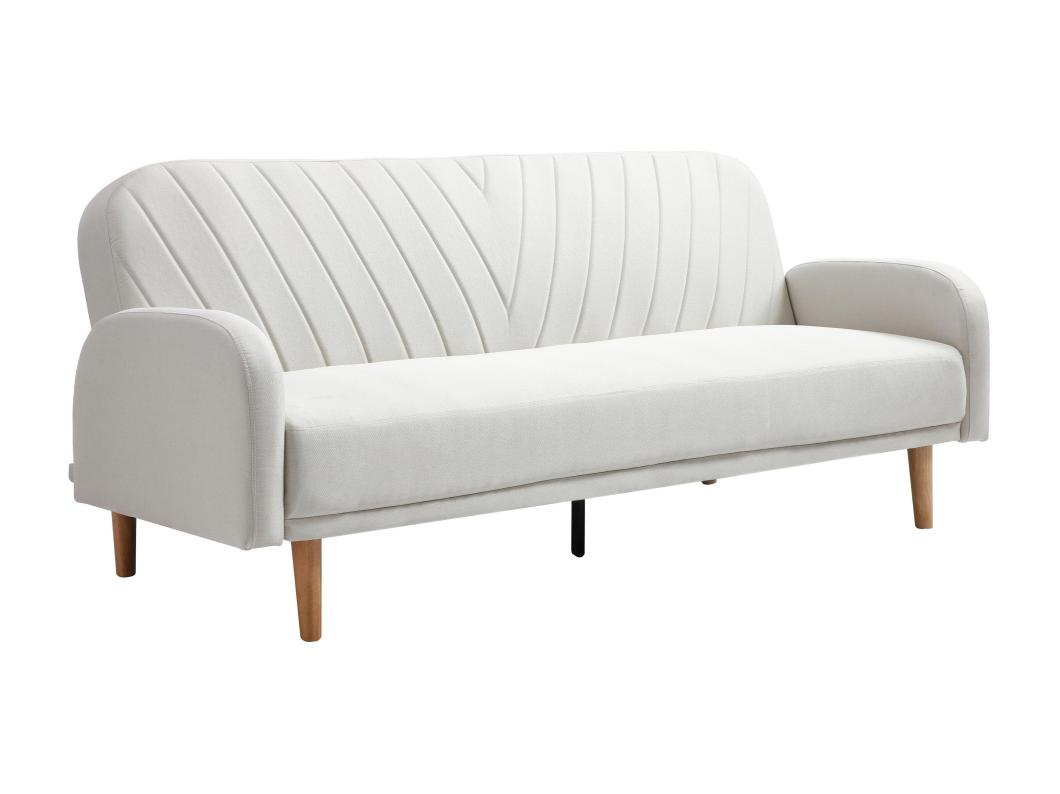 Sofá cama de 3 plazas clic-clac de tela crema VENAFRA