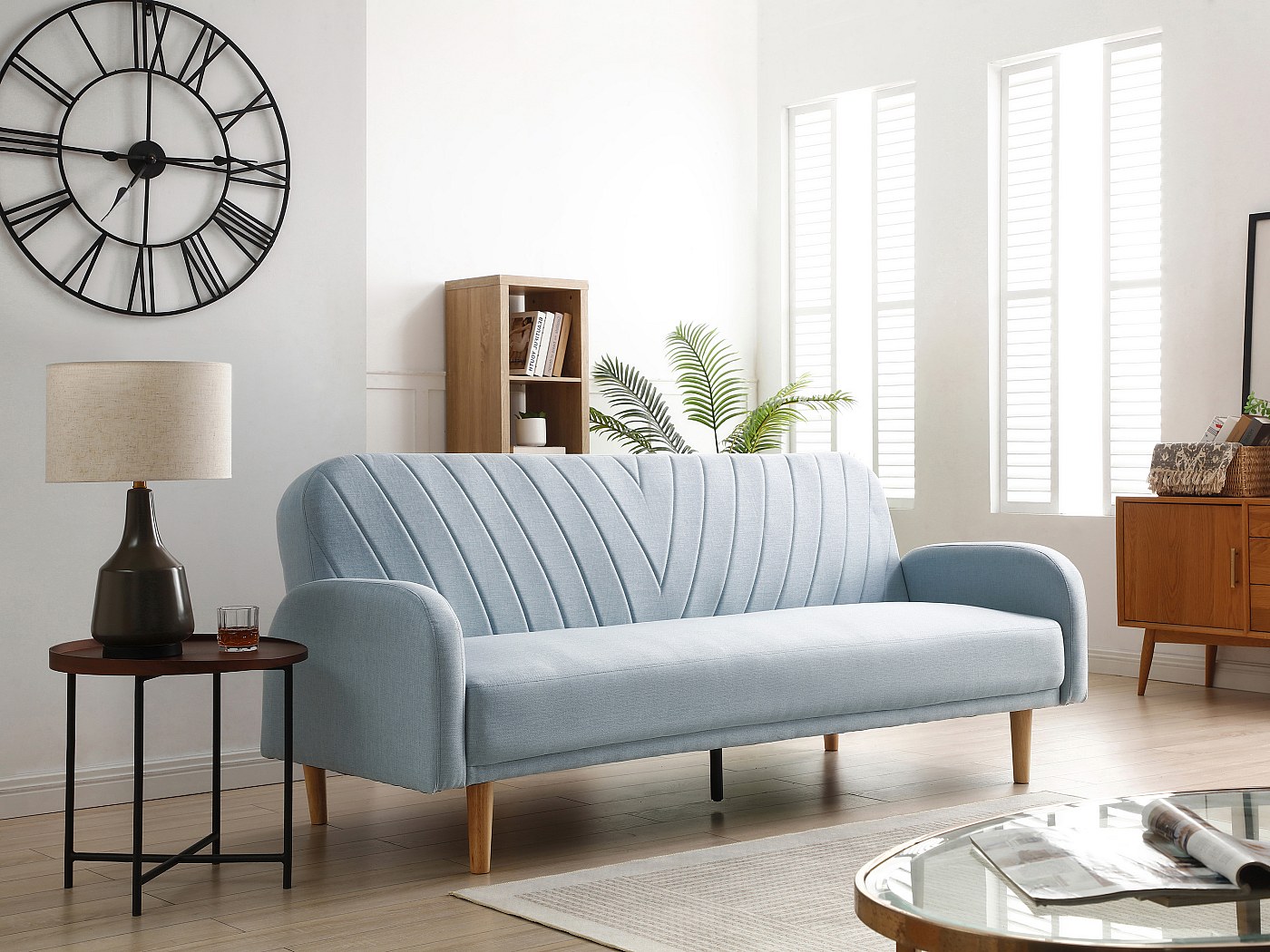 Divano Letto Clic Clac HOMCOM 3 Posti - Con Braccioli E Schienale Regolabili | Tessuto Effetto Lino, 170x83x80 Cm - Foto 4