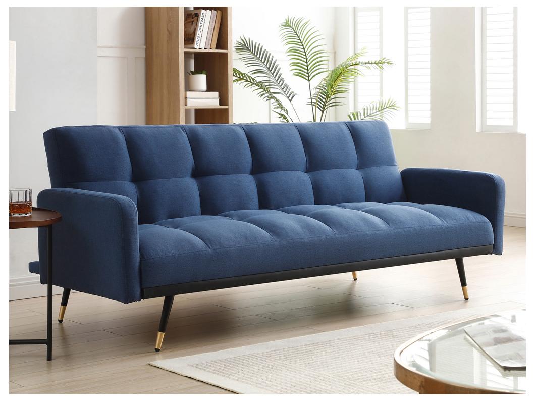 Canapé 3 places convertible en tissu bleu ROREMA