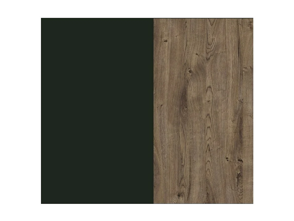 Lit adulte 140x200 collection ASSIA. Coloris vert kaki et  finitions aspect chêne.