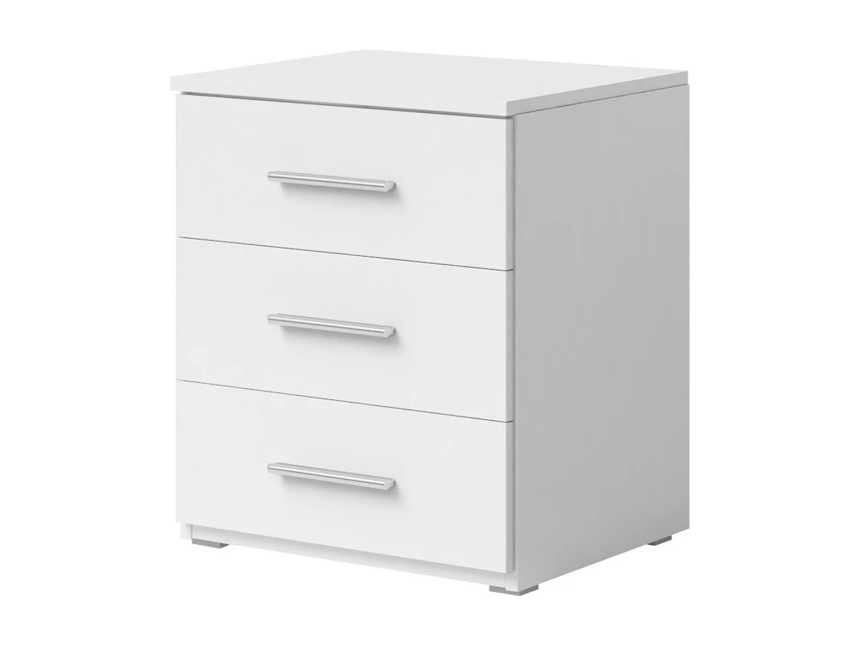 Table de chevet EOS – 3 tiroirs – Blanc mat – Style épuré