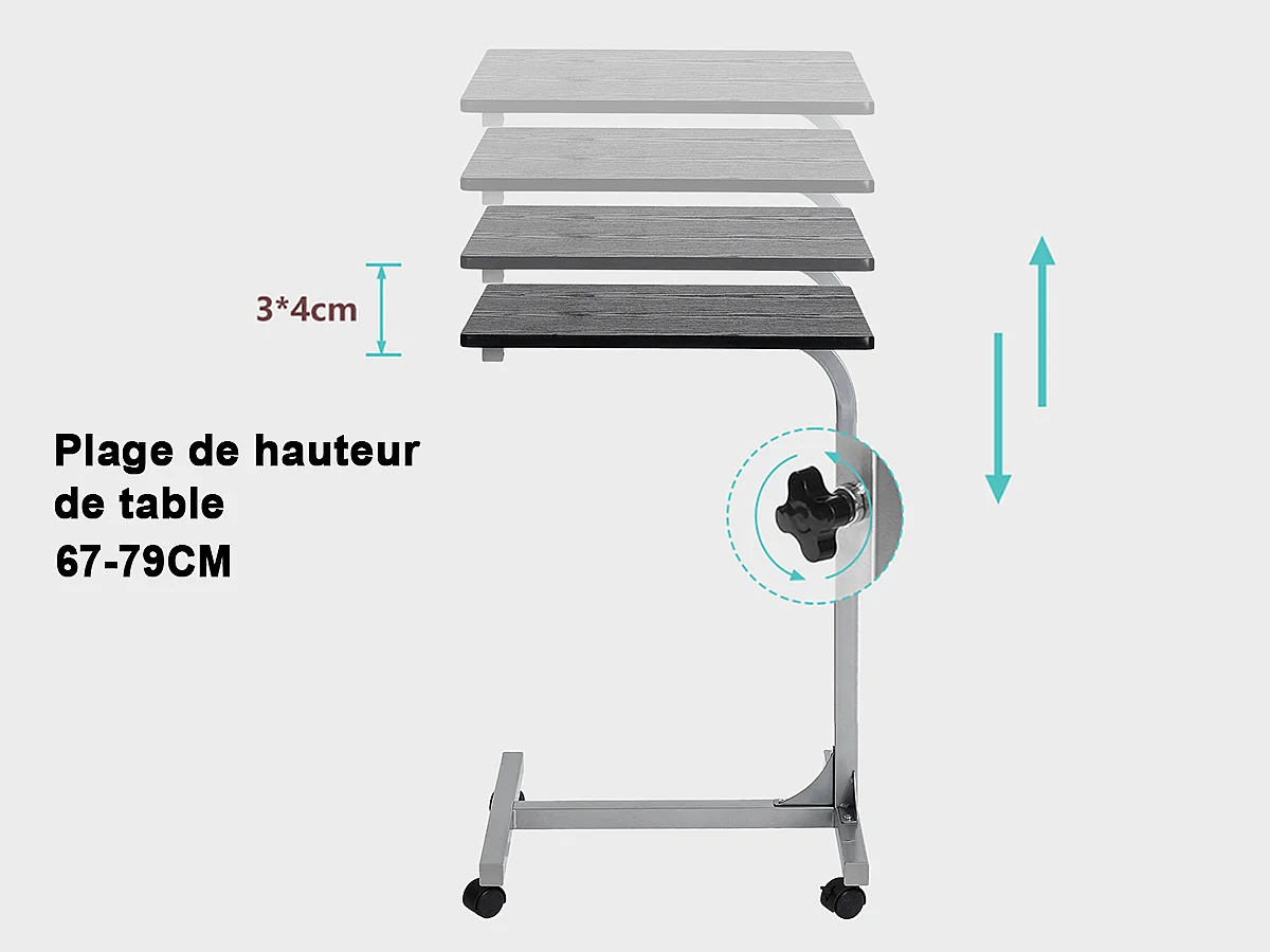 Table de Lit pour Ordinateur Portable Hauteur Réglable