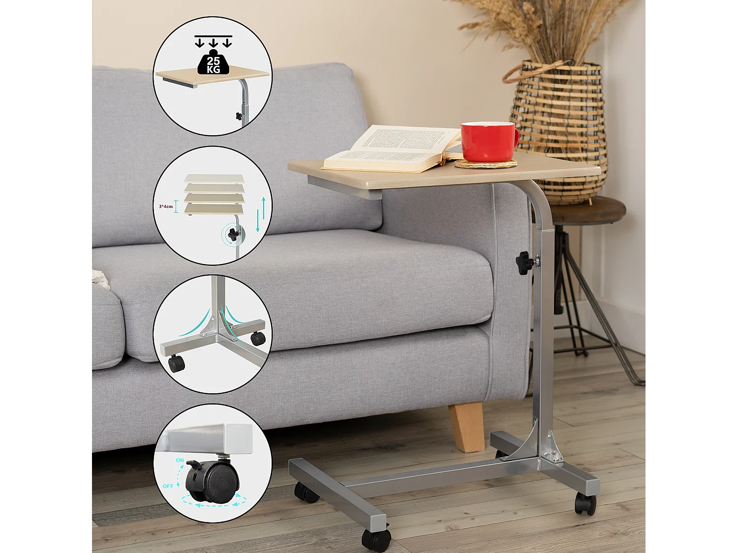 Table de Lit pour Ordinateur Portable Hauteur Réglable