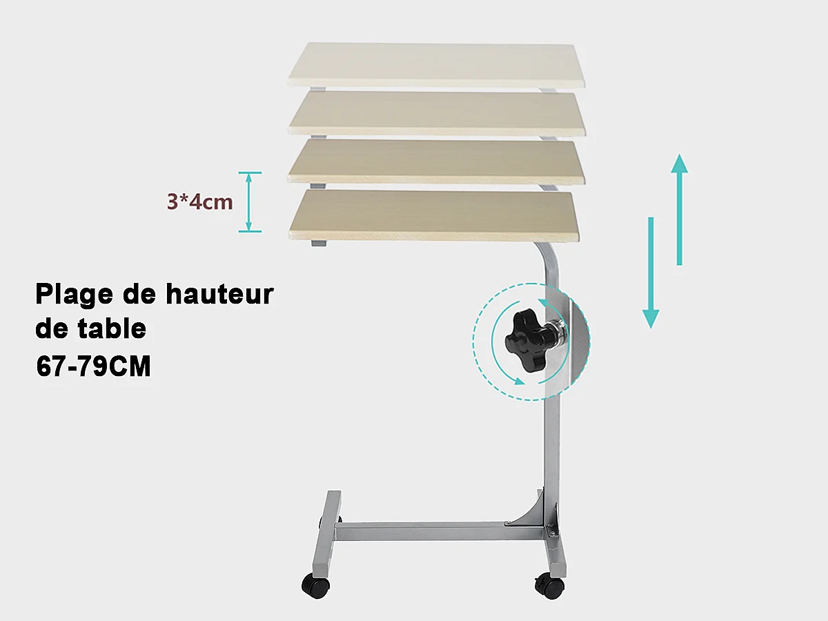 Table de Lit pour Ordinateur Portable Hauteur Réglable