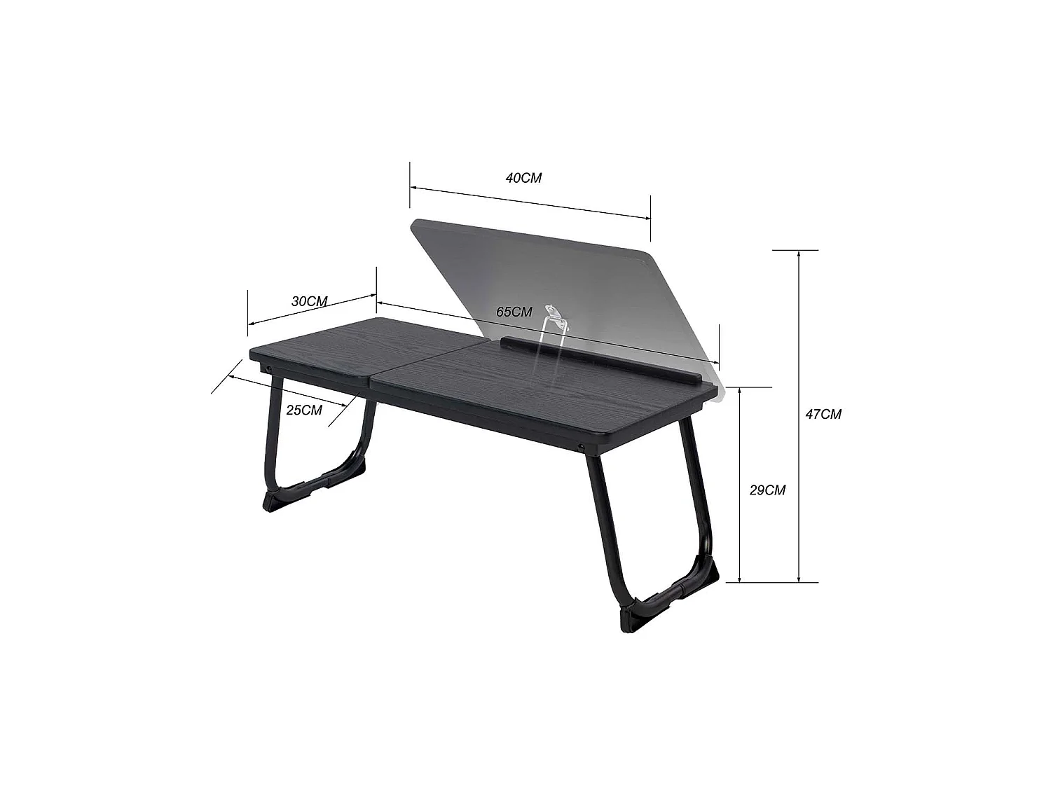 Table de lit Support d'ordinateur portable pliable hauteur réglable Piètement métal noir
