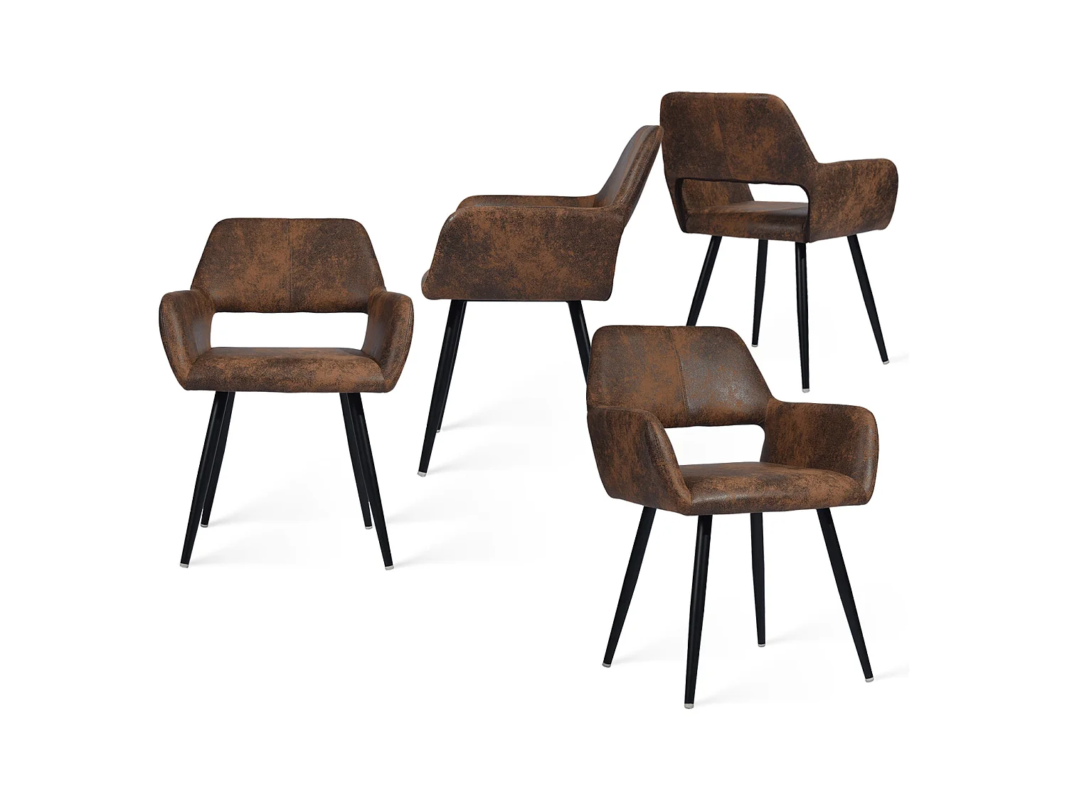 Lot de 4 Chaises de Salle à Manger  Similicuir Pieds en métal 56x56x78cm