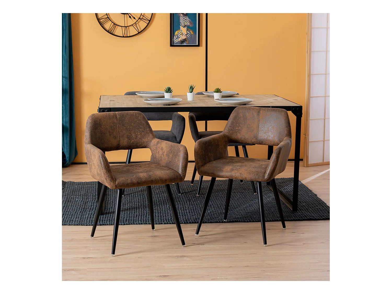 Lot de 4 Chaises de Salle à Manger  Similicuir Pieds en métal 56x56x78cm