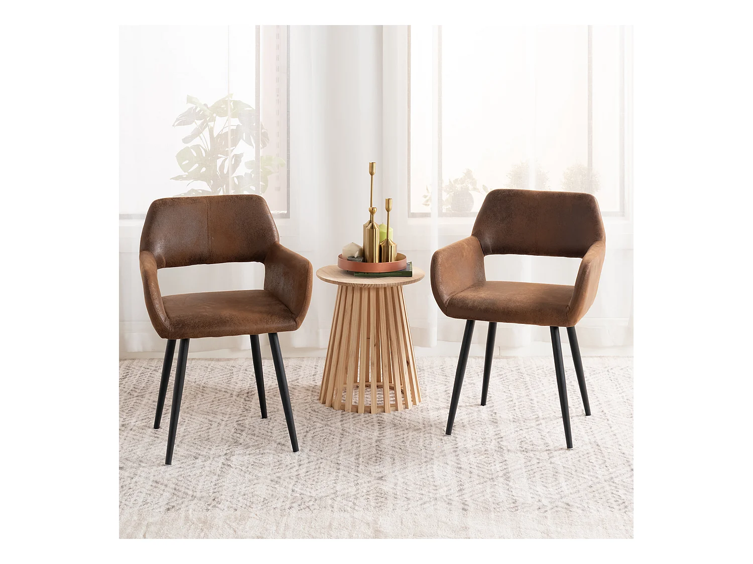 Lot de 4 Chaises de Salle à Manger  Similicuir Pieds en métal 56x56x78cm