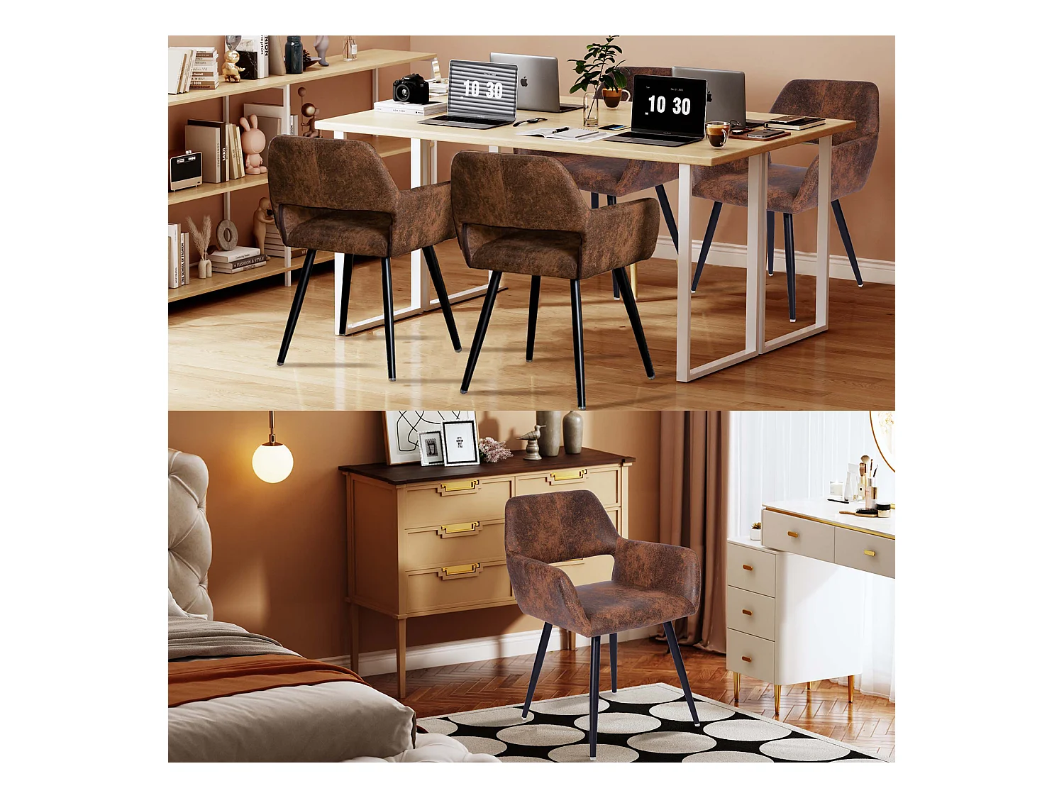 Lot de 4 Chaises de Salle à Manger  Similicuir Pieds en métal 56x56x78cm