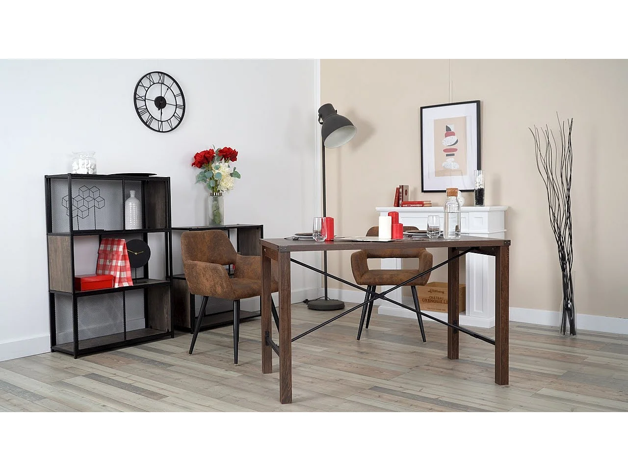 Lot de 4 Chaises de Salle à Manger  Similicuir Pieds en métal 56x56x78cm