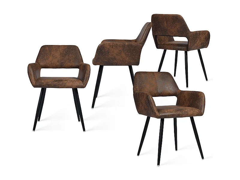 Lot de 4 Chaises de Salle à Manger  Similicuir Pieds en métal 56x56x78cm