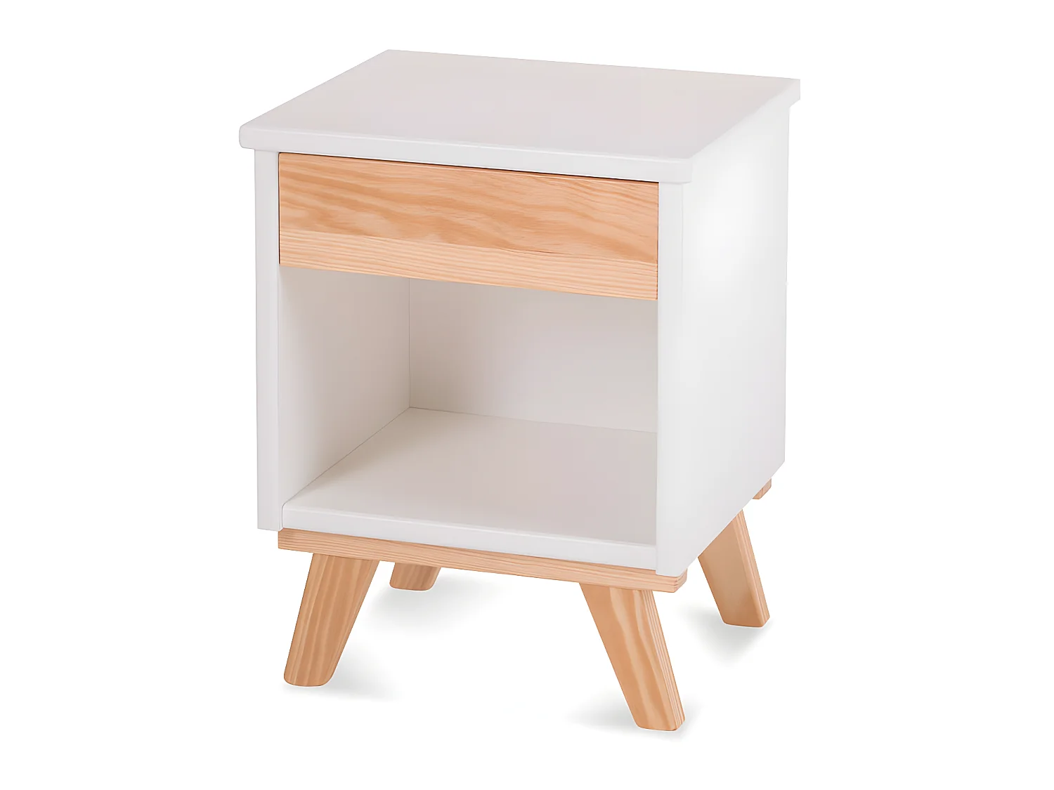 Table de chevet 1 tiroir Bois massif Blanc - COSETTE
