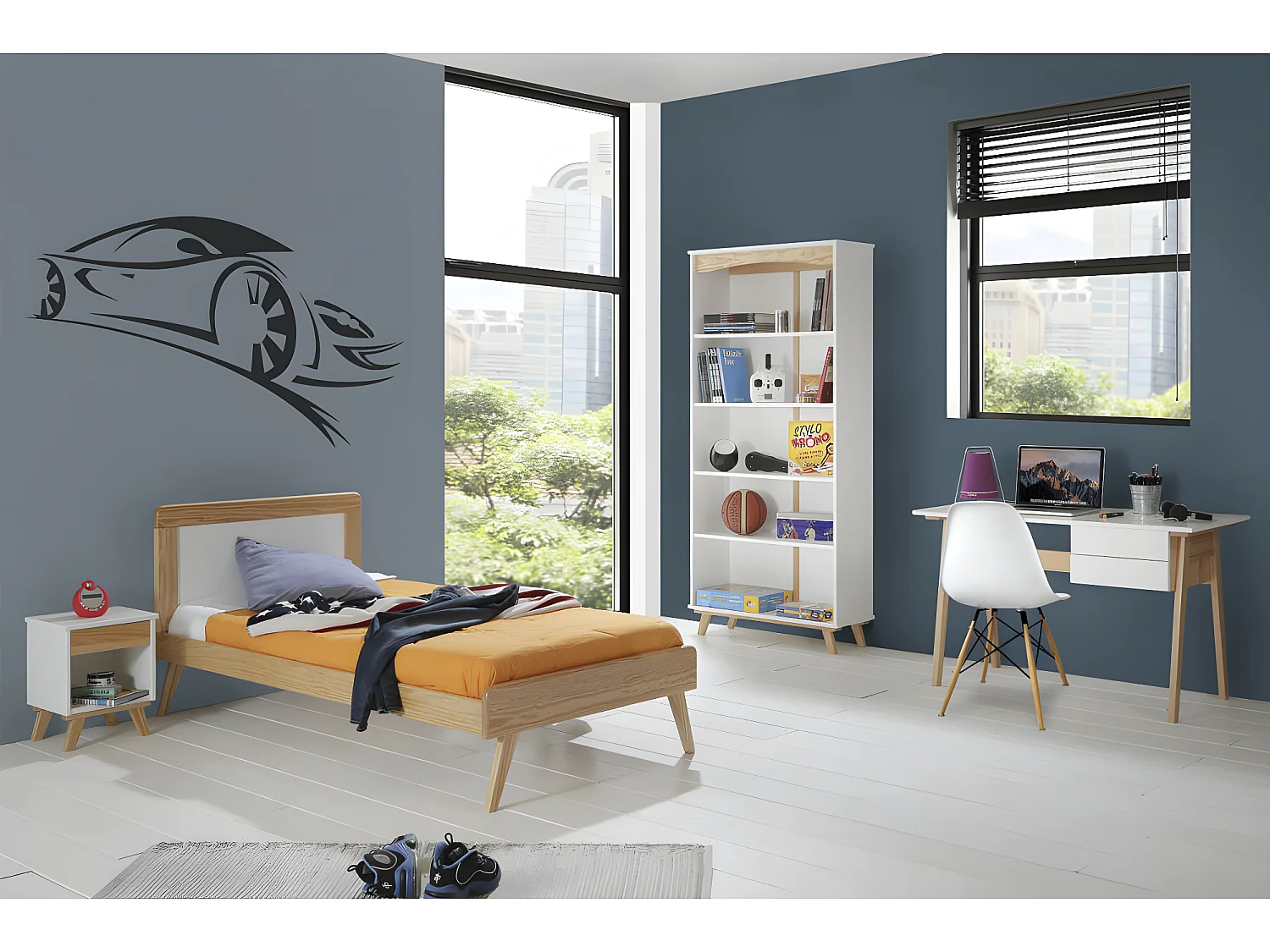 Table de chevet 1 tiroir Bois massif Blanc - COSETTE