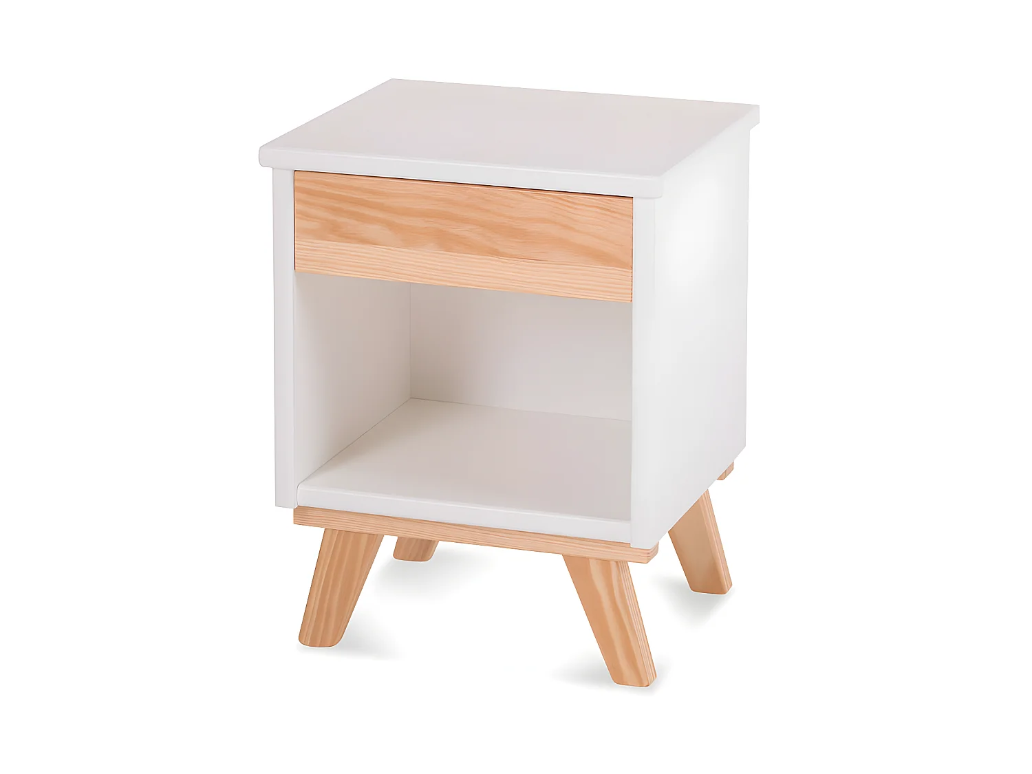 Table de chevet 1 tiroir Bois massif Blanc - COSETTE