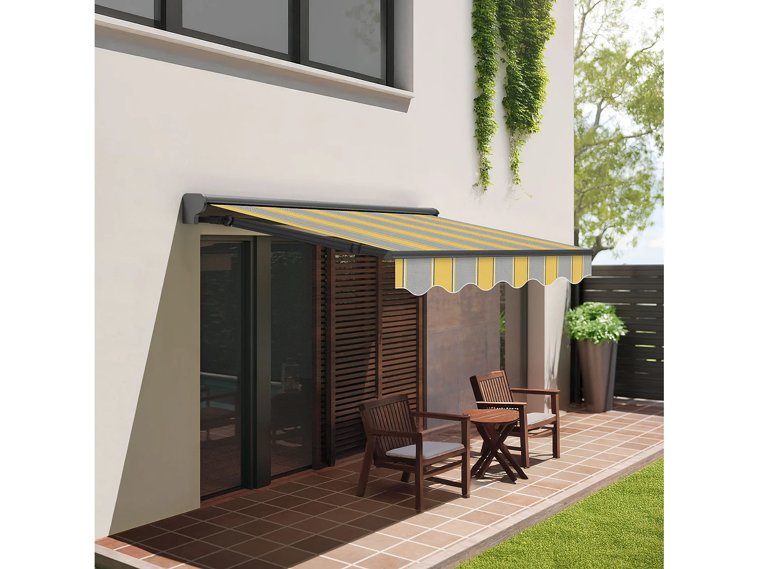 Wasabi - Tenda Esterna Avvolgibile 3x2,5 AGB Poliestere – Semicofre Antracite Plus