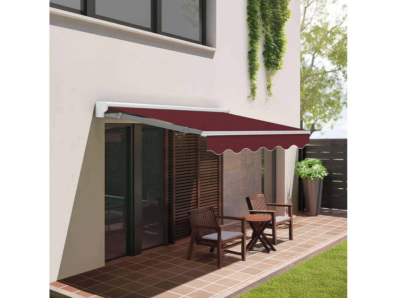 Wasabi - Tenda Esterna Avvolgibile 3x2,5 Granata Poliestere – Semicassonetto