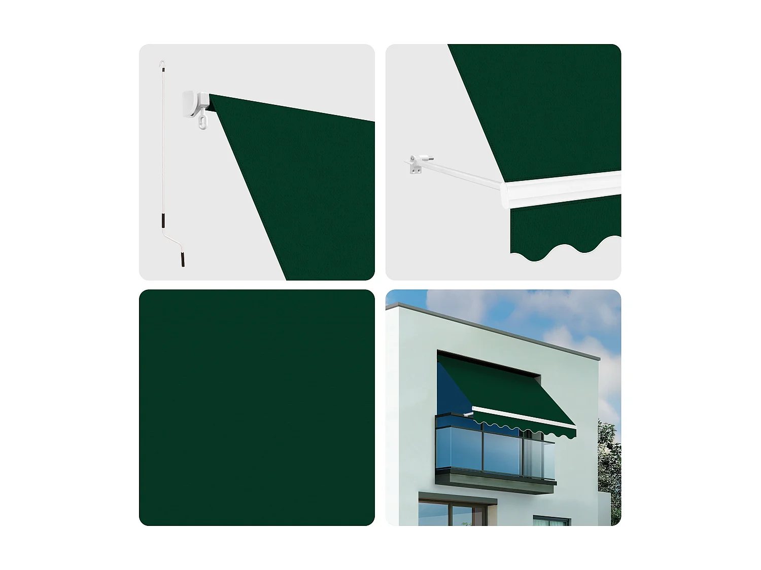 Wasabi - Tenda Balcone Esterno Pieghevole 3x2,5 Verde