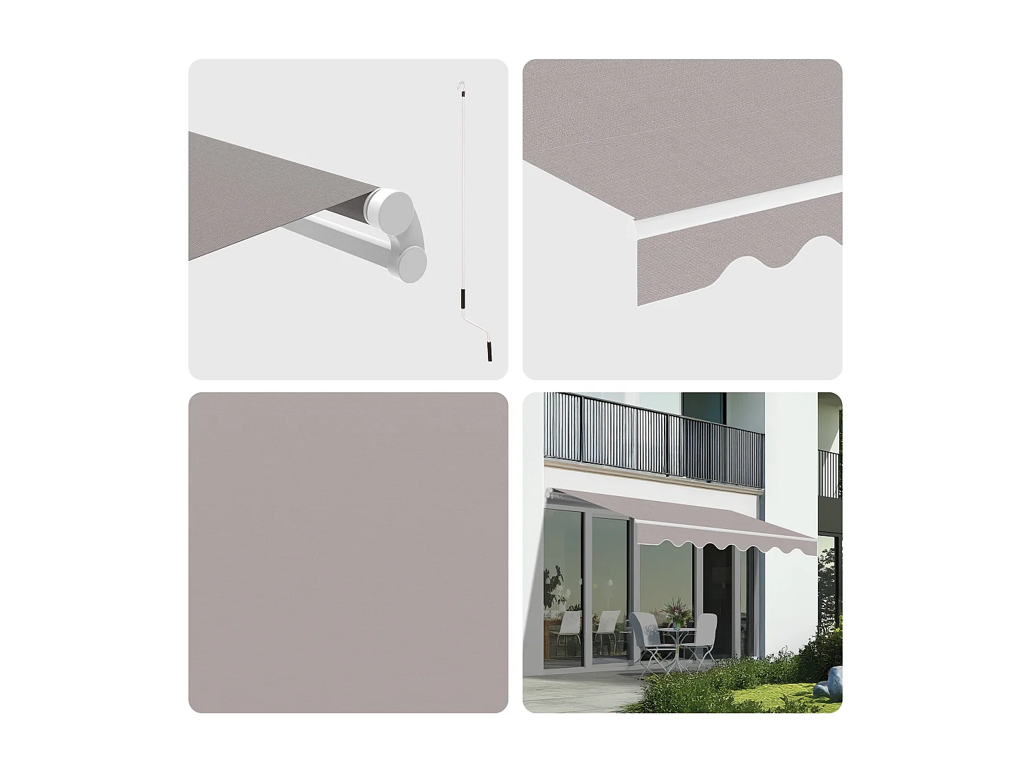 Wasabi - Tenda Esterna Avvolgibile 4x2,5 Grigio - Telo Poliestere