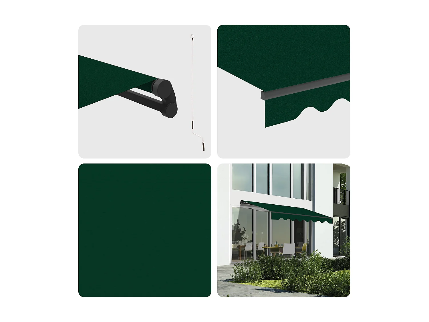 Wasabi - Tenda Esterna Avvolgibile 3x2,5 Verde Poliestere