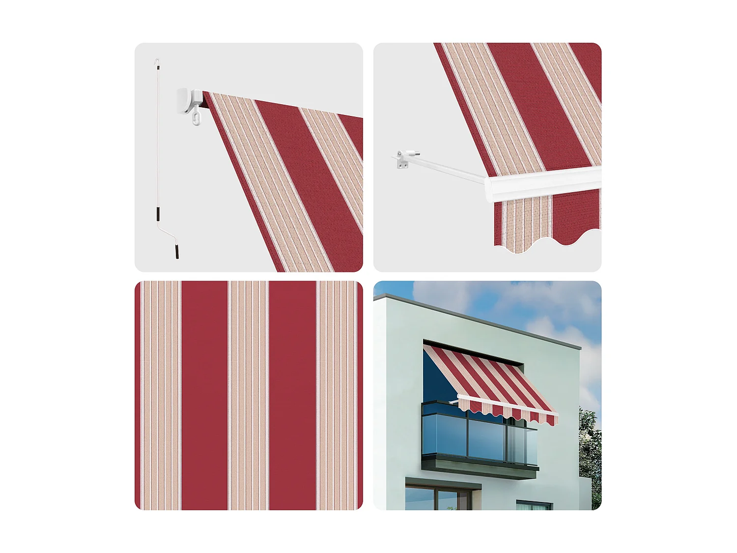 Wasabi - Tenda Balcone Esterno Pieghevole 2,5x2 Granata