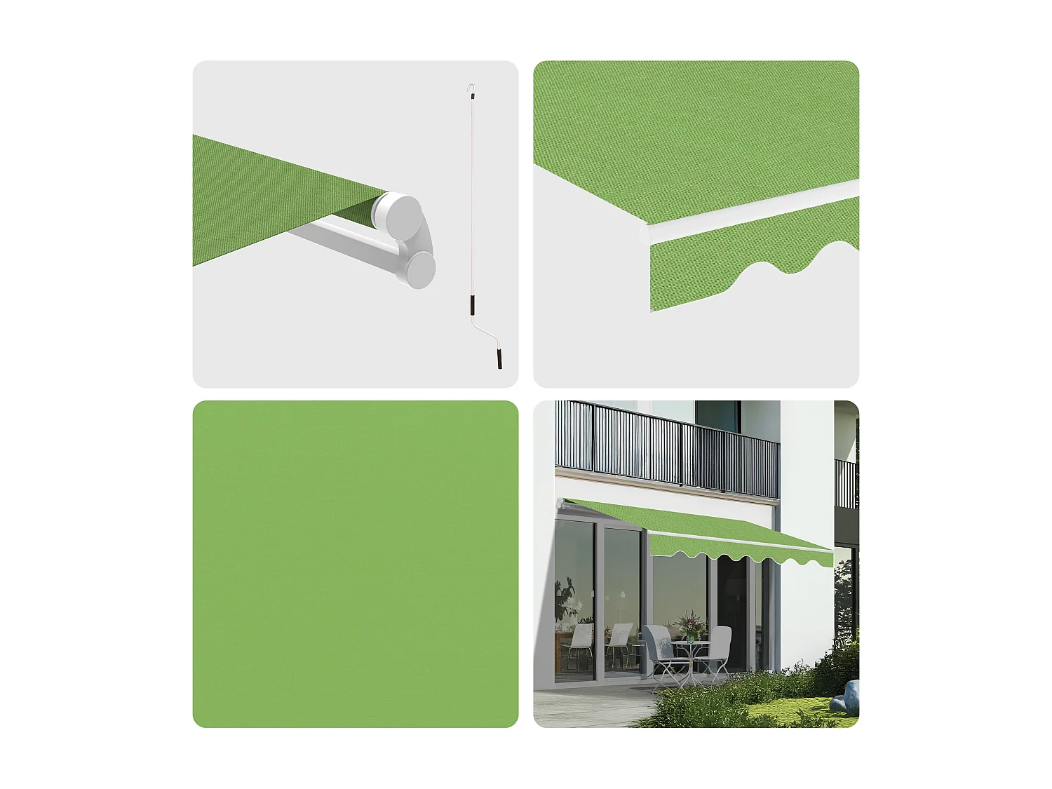Wasabi - Tenda Esterna Arrotolabile 3x2,5 Green – Tela Acrilica