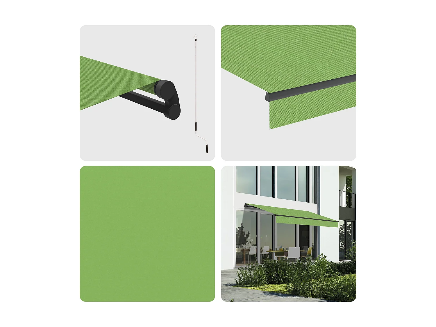 Wasabi - Tenda Esterna Avvolgibile 3x2,5 Green – Tela Acrilica