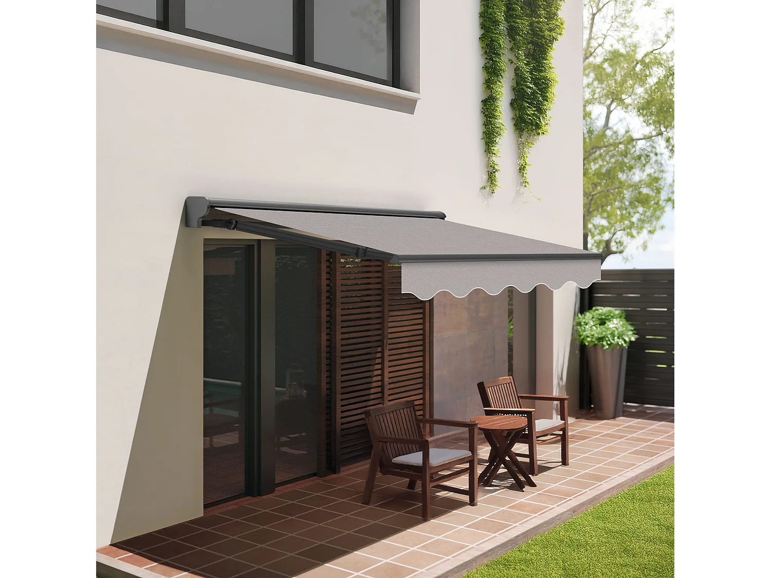 Wasabi - Tenda Esterna Avvolgibile 4x2,5 Grigio Poliestere – Semicofre Antracite Plus