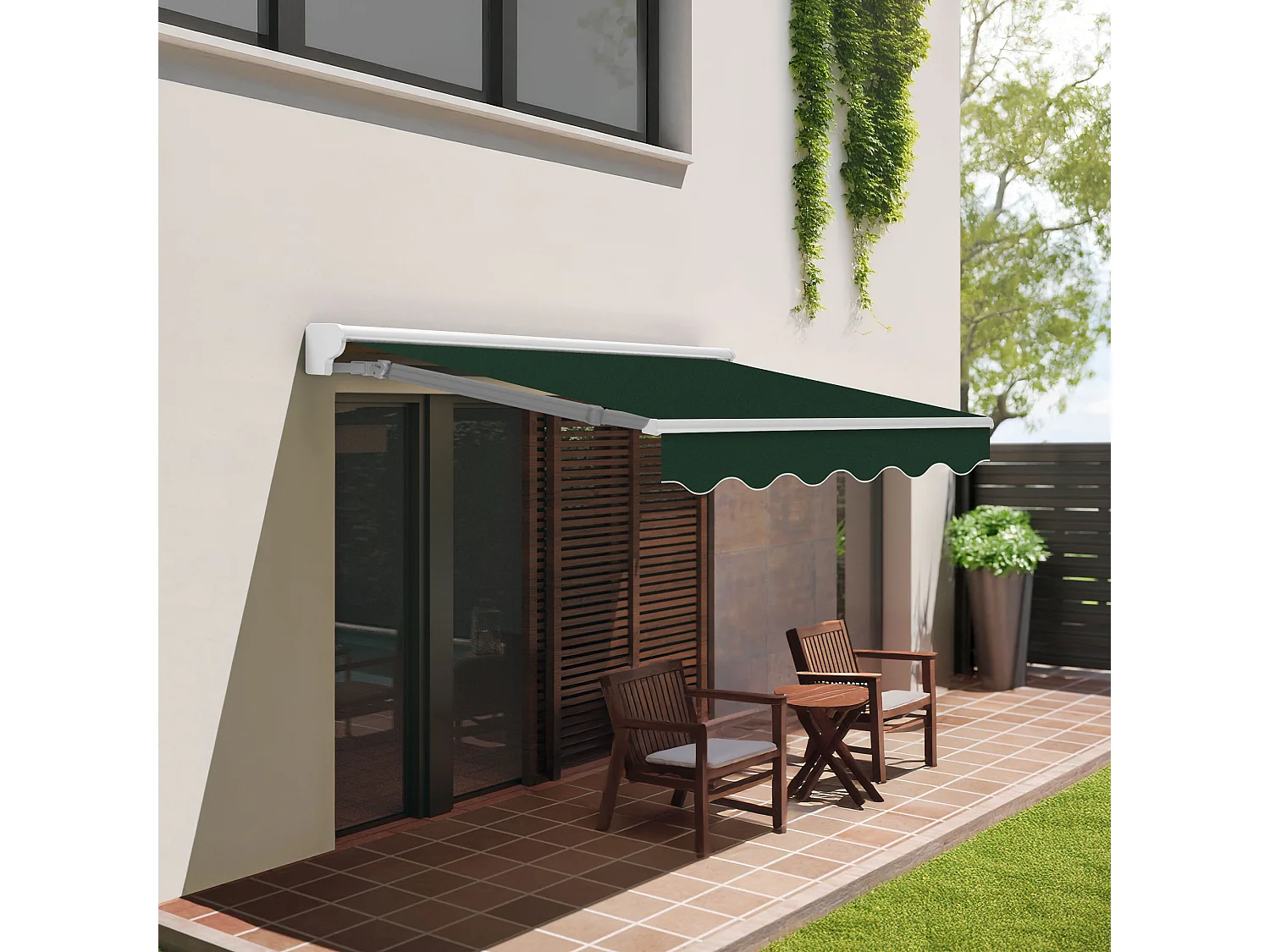 Wasabi - Tenda Esterna Avvolgibile 3x2,5 Verde Poliestere – Semicassonetto