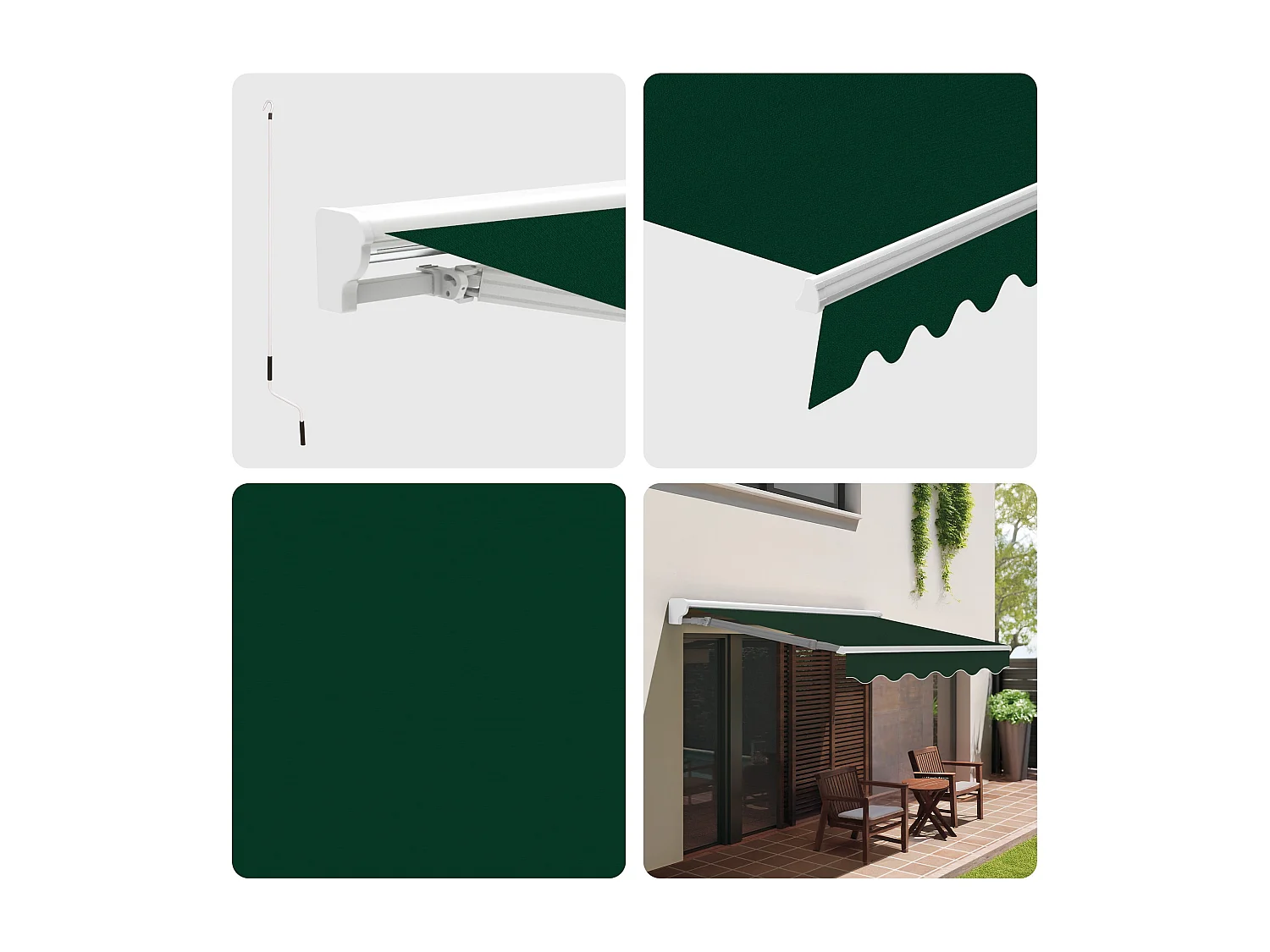 Wasabi - Tenda Esterna Avvolgibile 3x2,5 Verde Poliestere – Semicassonetto