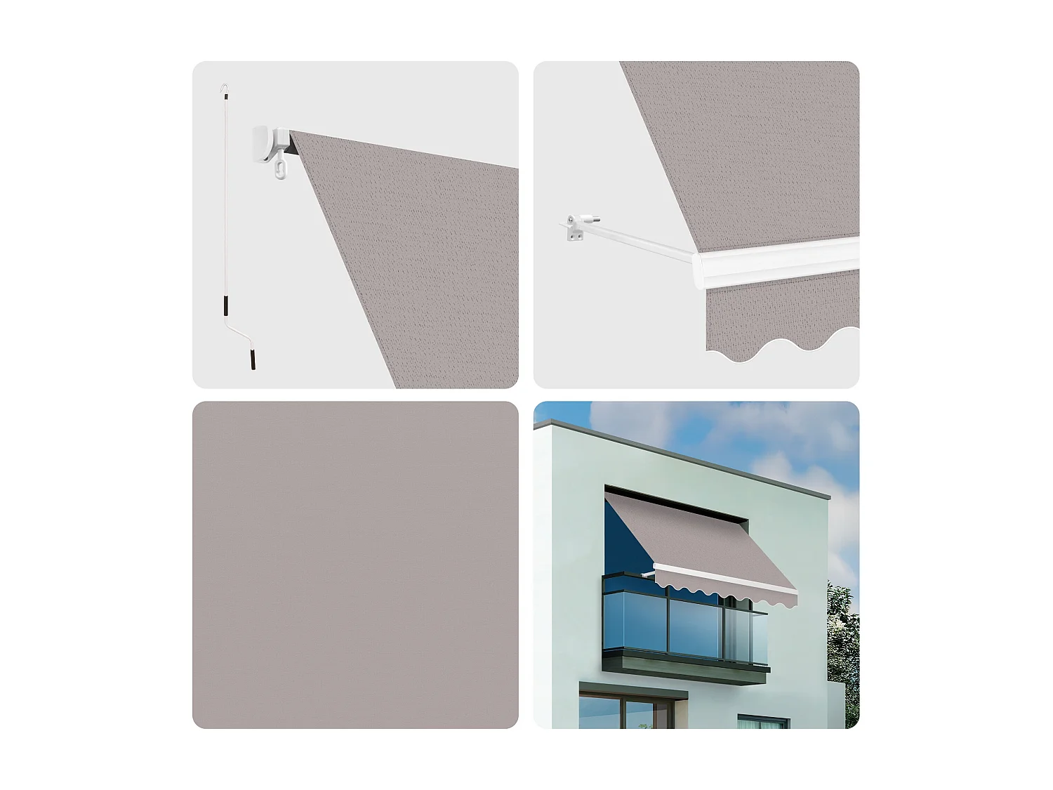 Wasabi - Tenda Balcone Esterno Pieghevole 2,5x2 Grigio