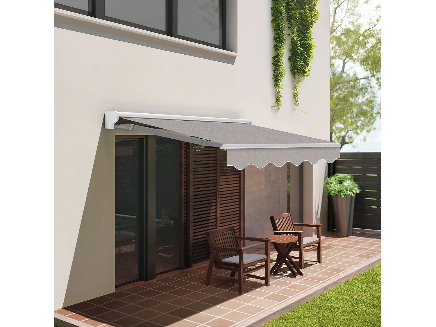 Wasabi - Tenda Esterna Avvolgibile 4x2,5 Grigio Poliestere – Semicassonetto