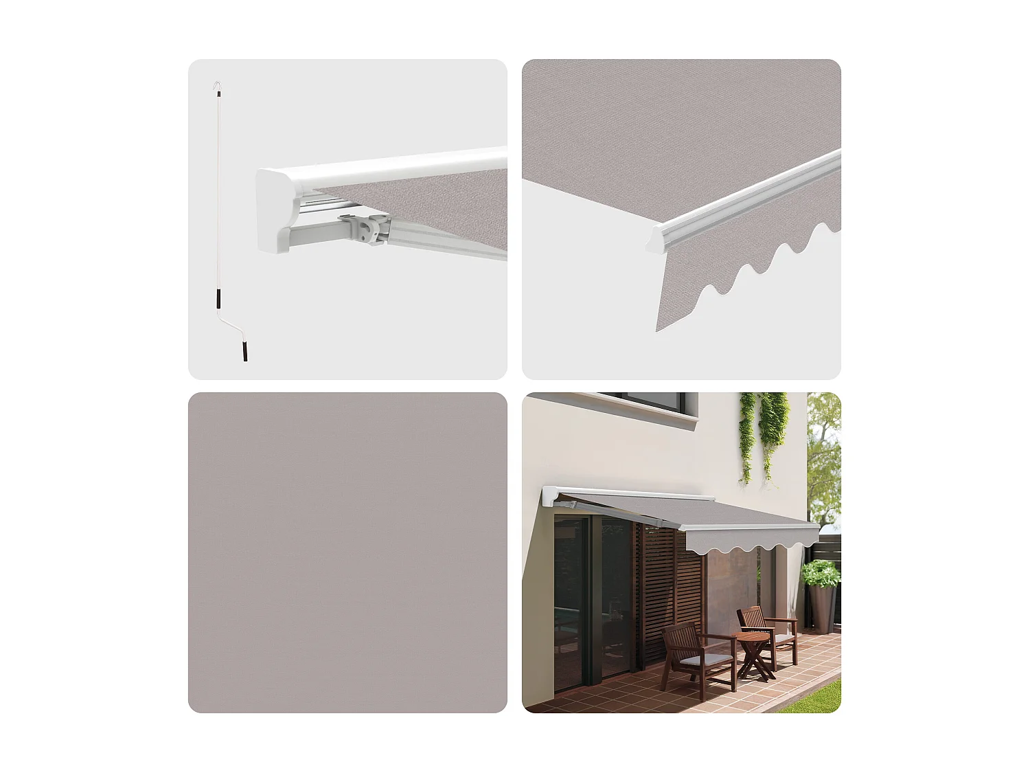 Wasabi - Tenda Esterna Avvolgibile 4x2,5 Grigio Poliestere – Semicassonetto