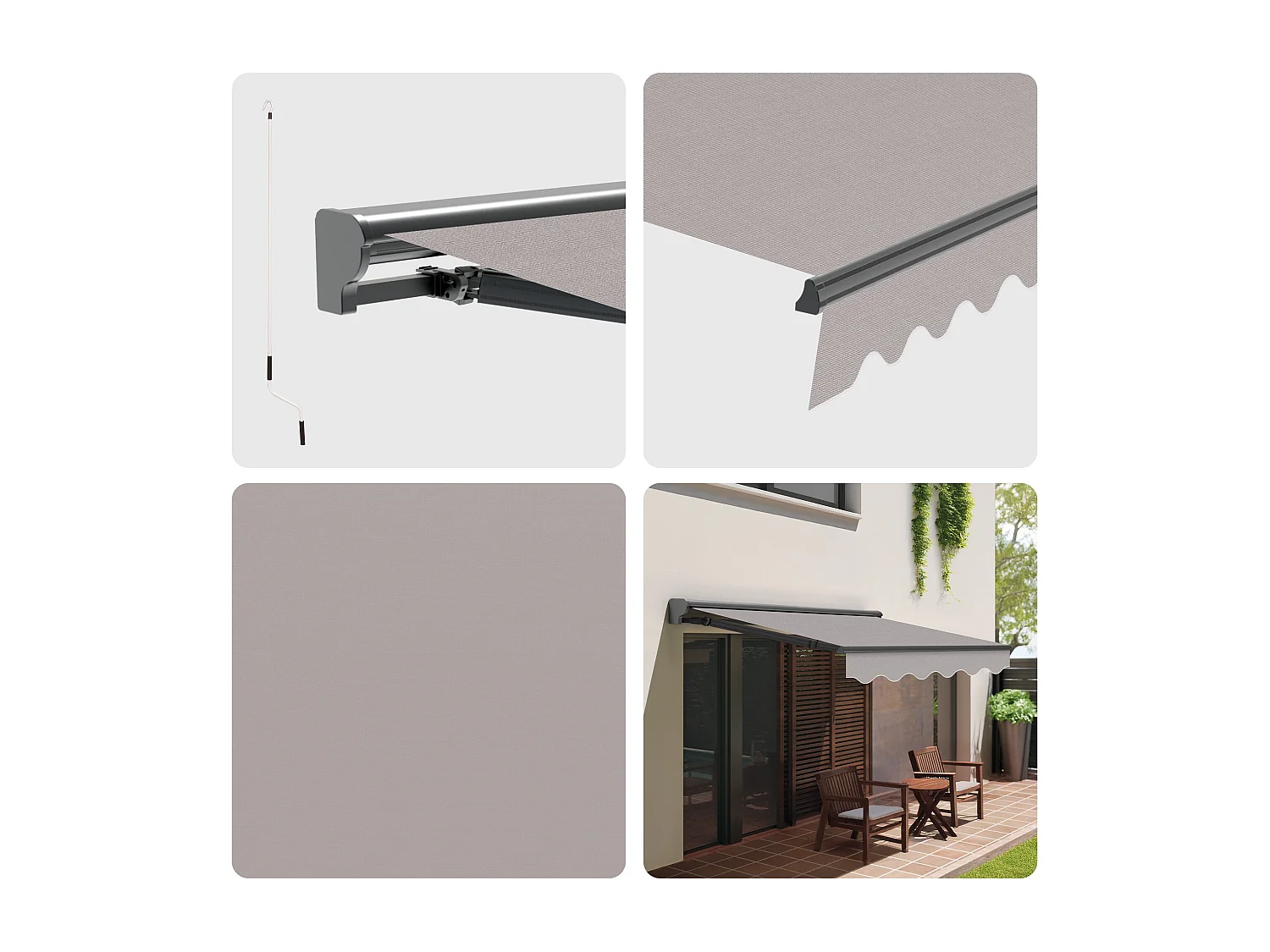 Wasabi - Tenda Motorizzata 3x2,5 Grigio – Telecomando – Semicassonetto – Tessuto Protezione Solare