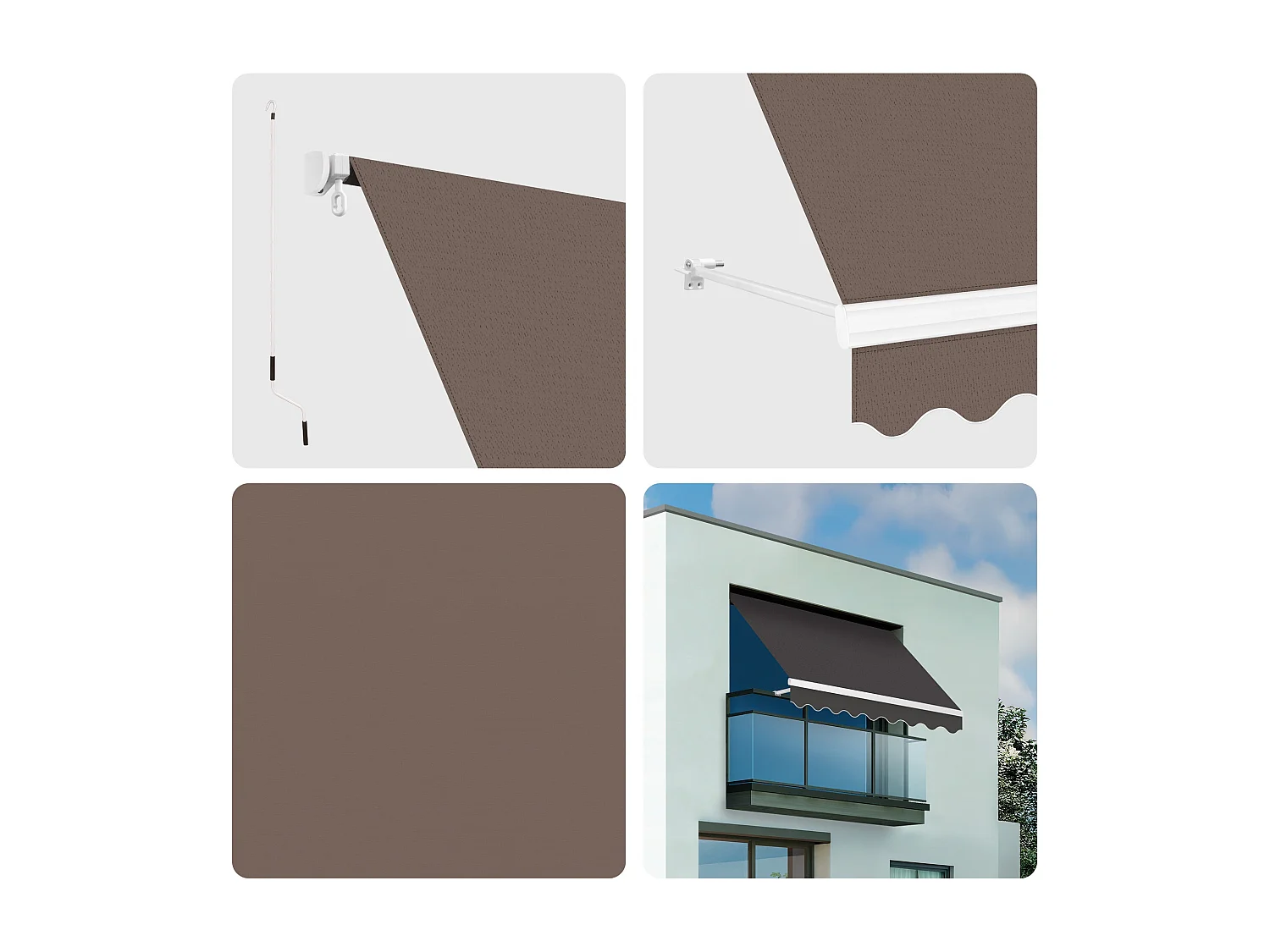 Wasabi - Tenda Balcone Esterno Pieghevole 2,5x2 Taupe