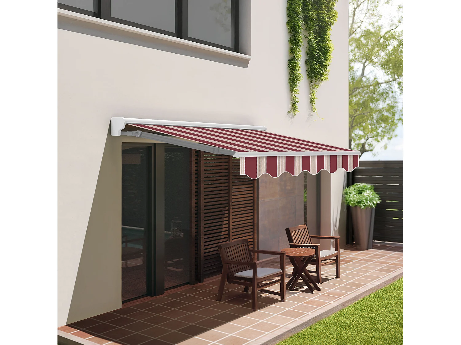 Wasabi - Tenda da Esterno Motorizzata 4x2,5 Righe Granata – Telecomando