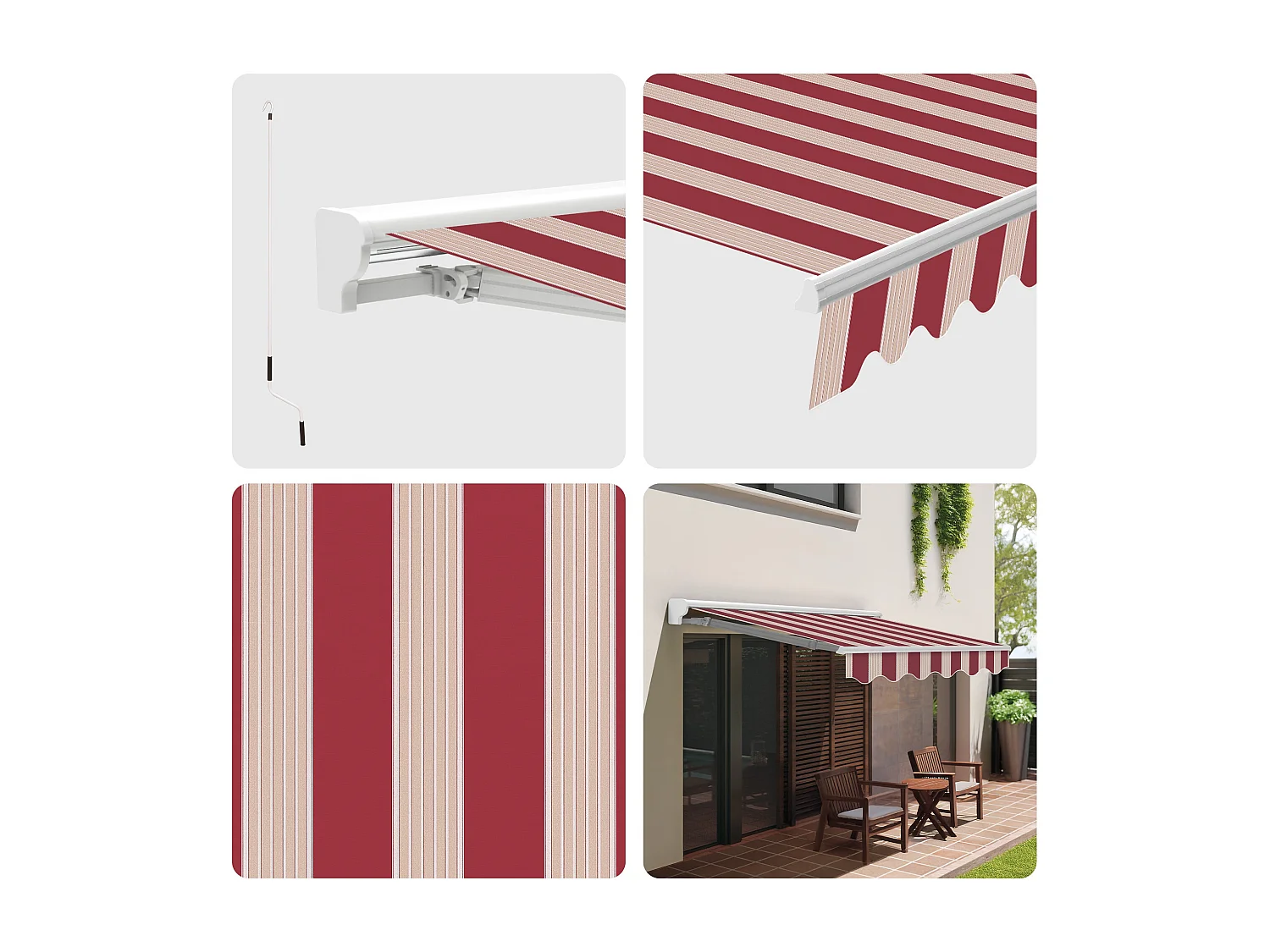 Wasabi - Tenda da Esterno Motorizzata 4x2,5 Righe Granata – Telecomando