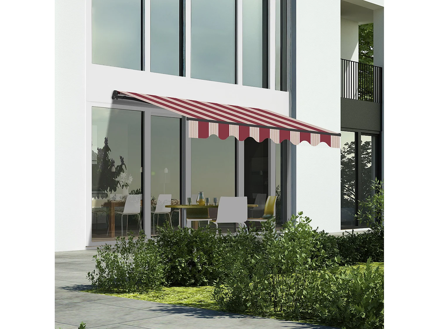 Wasabi - Tenda Esterna Avvolgibile 3x2,5 Strisce Granata Poliestere