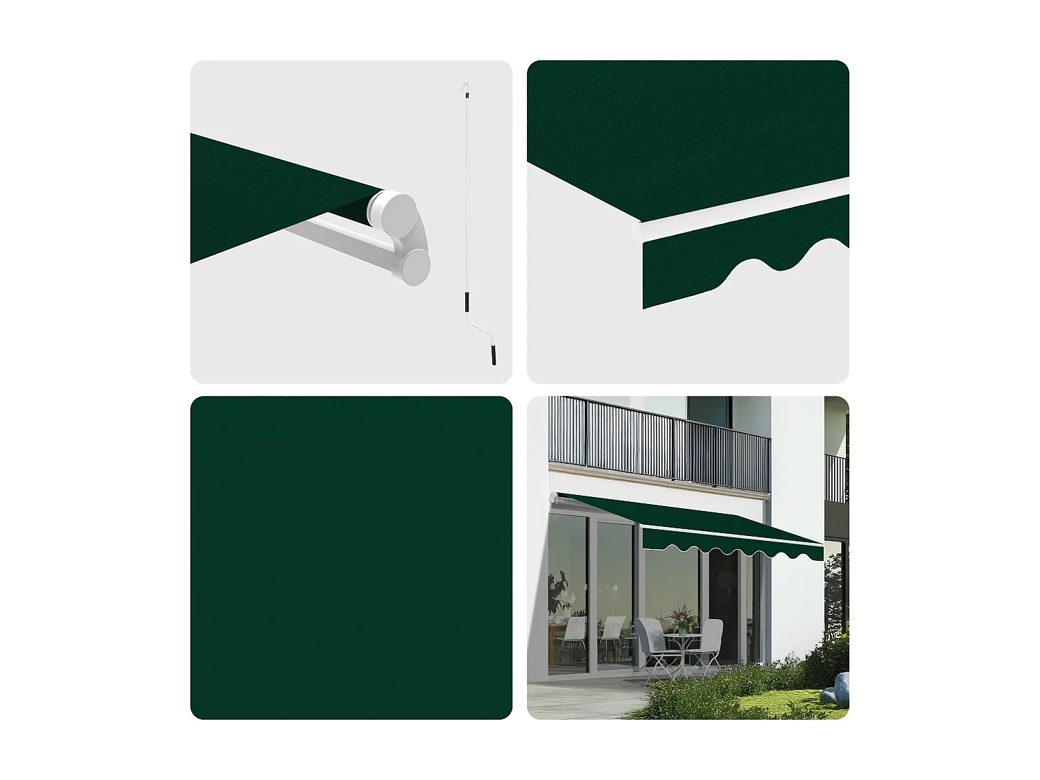 Wasabi - Tenda Esterna Avvolgibile 4x2,5 Verde - Telo Poliestere