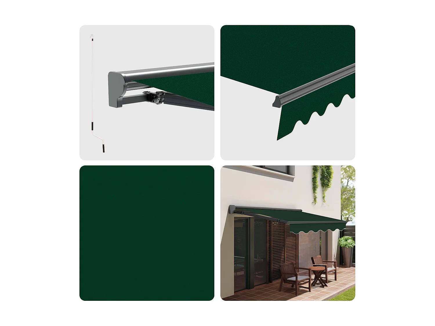 Wasabi - Tenda Motorizzata 3x2,5 Verde – Telecomando – Semicassonetto – Tessuto Protezione Solare