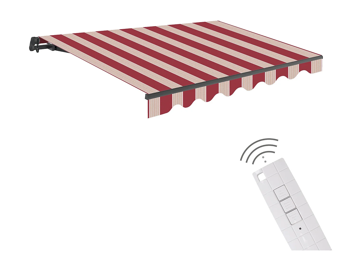 Wasabi - Tenda Motorizzata Esterna 3x2,5 Strisce Granata – Telecomando