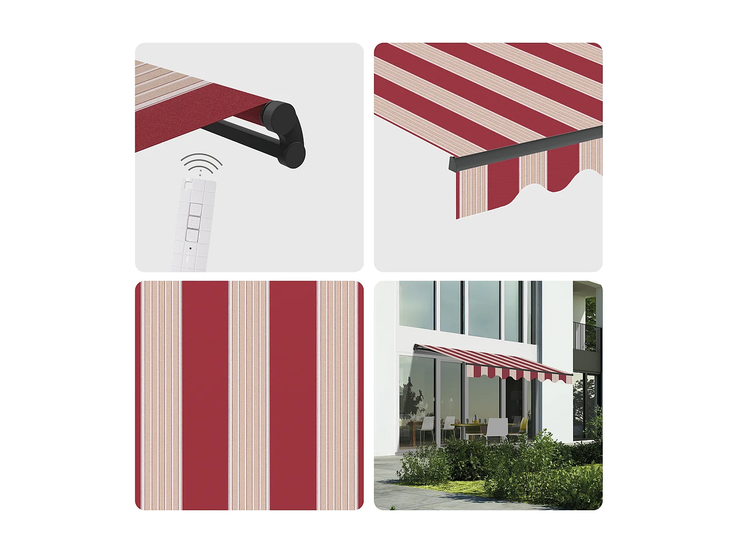 Wasabi - Tenda Motorizzata Esterna 3x2,5 Strisce Granata – Telecomando