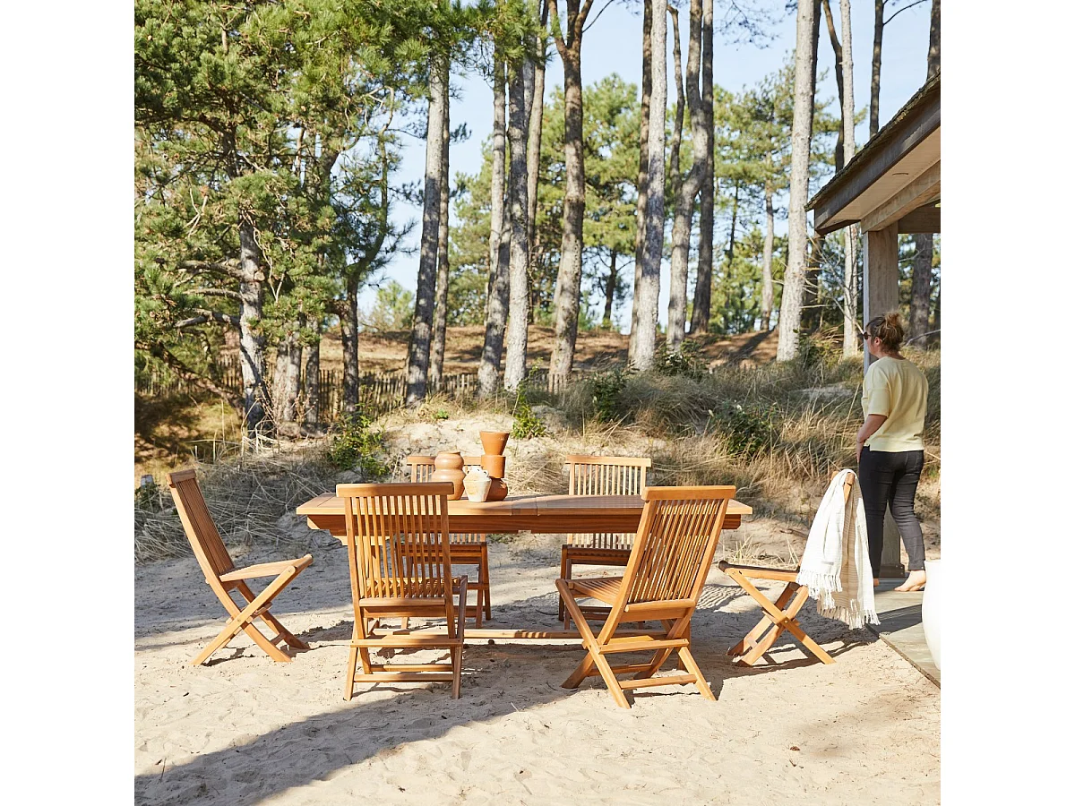 Rechteckige Outdoor-Sitzgruppe aus Akazienholz Capri 6