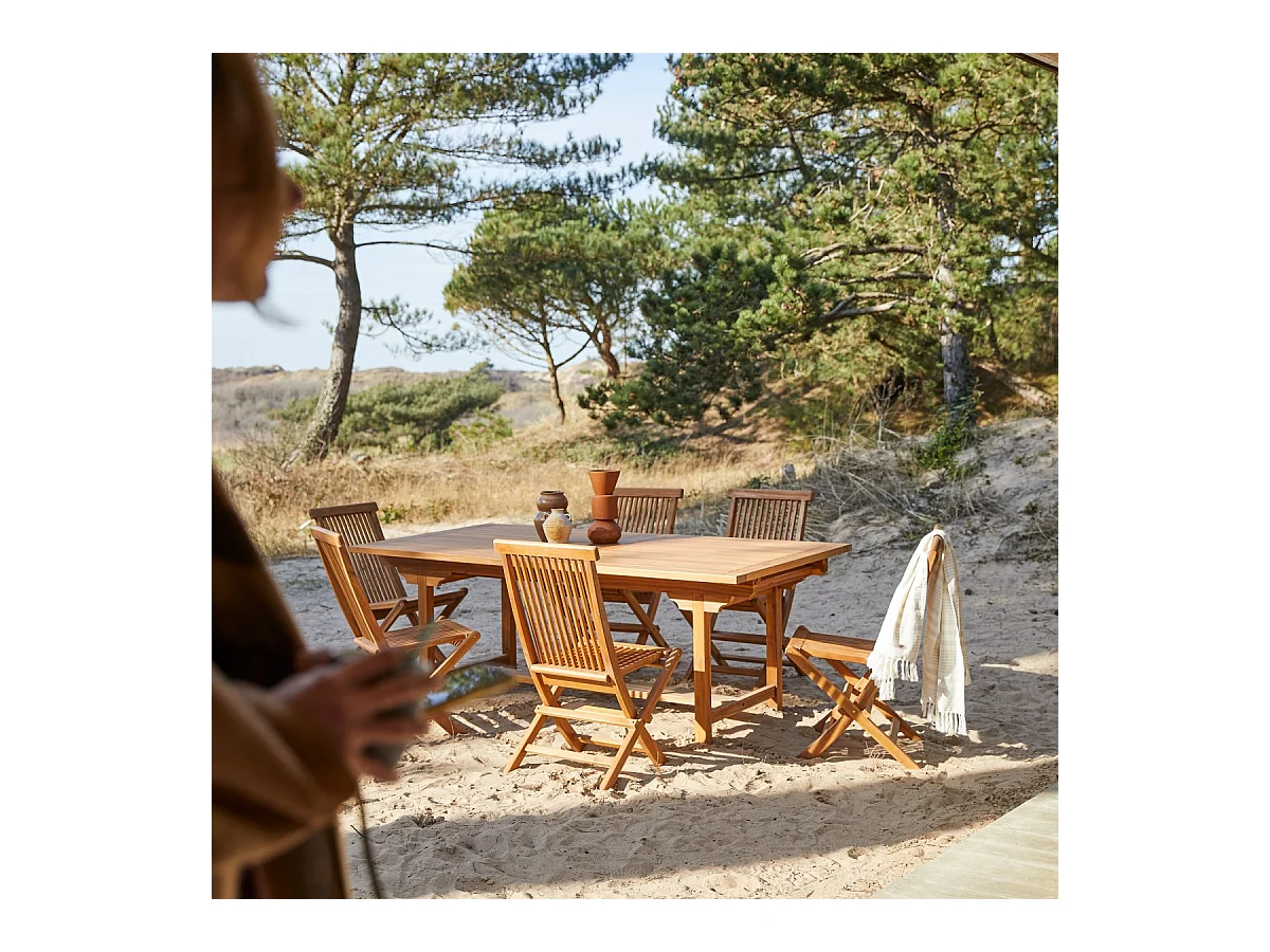 Rechteckige Outdoor-Sitzgruppe aus Akazienholz Capri 6