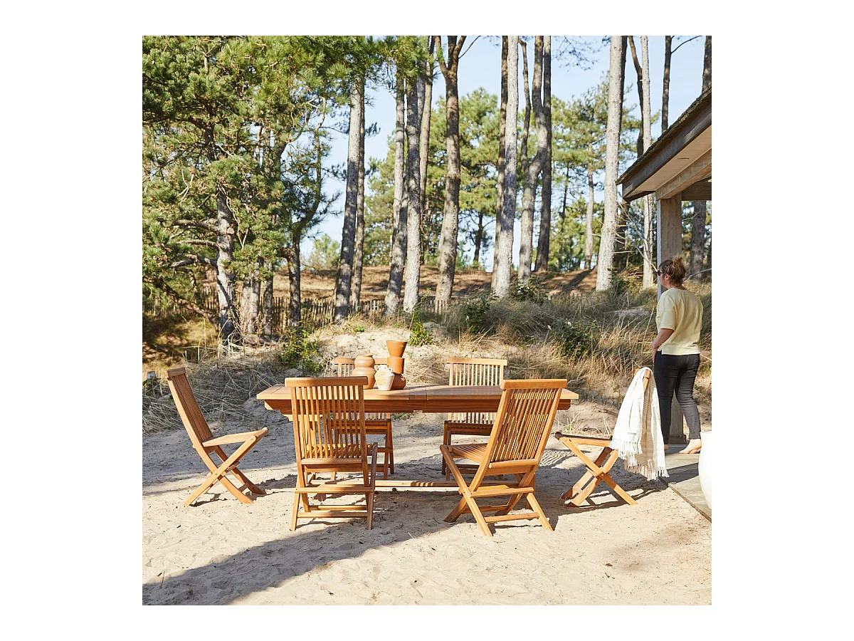Set di mobili da esterno rettangolare in legno di acacia Capri 6