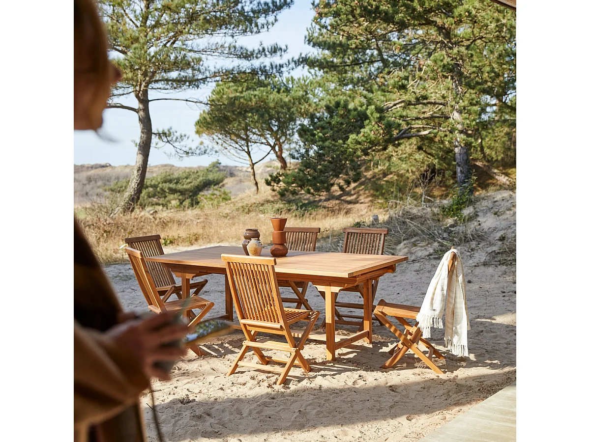 Rechteckige Outdoor-Sitzgruppe aus Akazienholz Capri 6