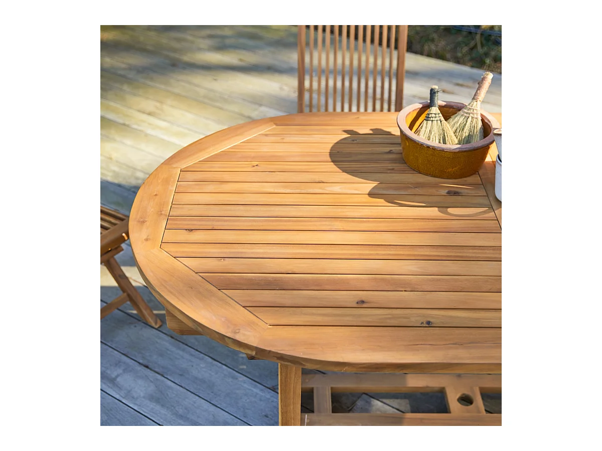 Ovale Outdoor Sitzgruppe aus Akazienholz Capri 8